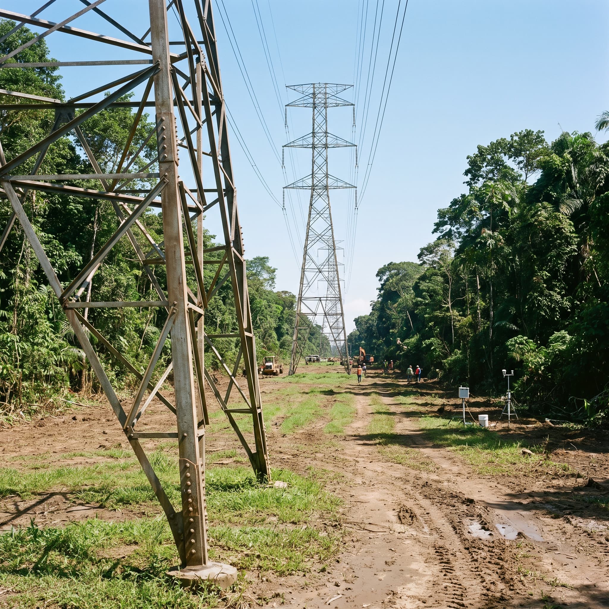 Faixa de servidão sob torres de linha de transmissão